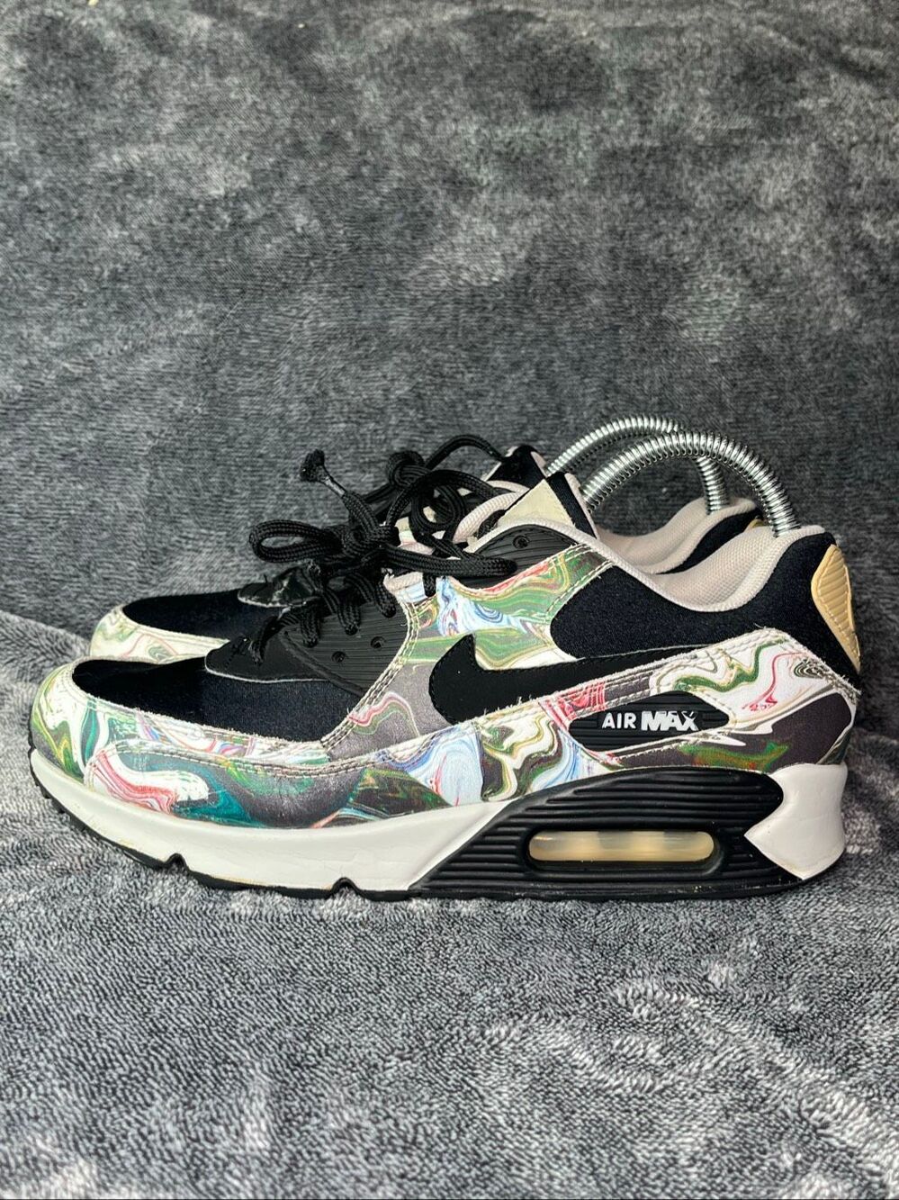 Nike Air Max 90 Marble Marbleized Womens Size 8 Sneakers 881521-001 Black Multic